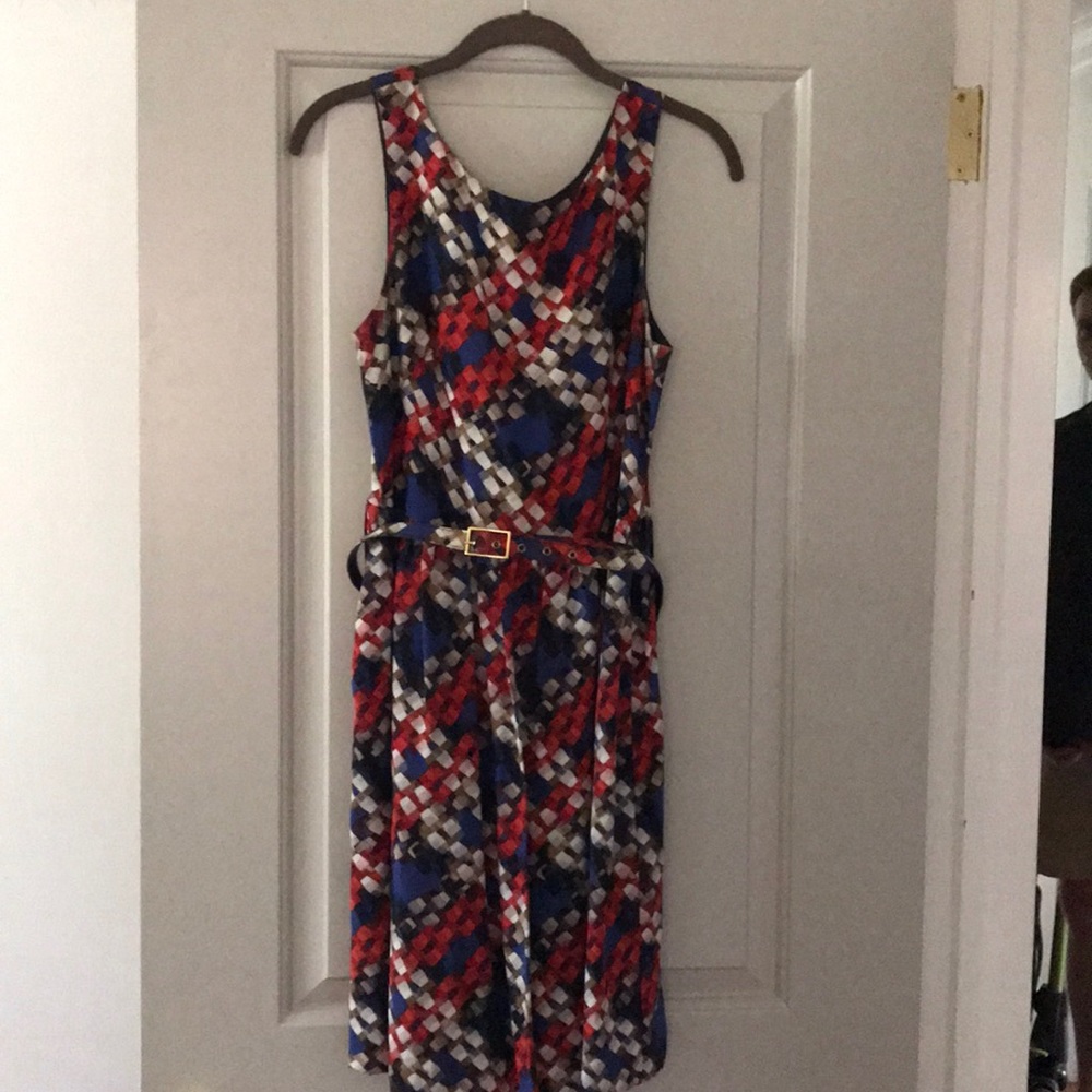 DVF geometric belted dress